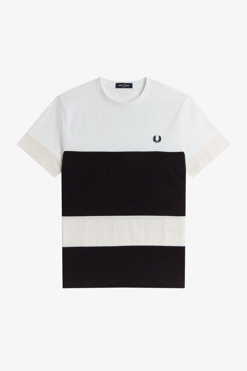 Black Fred Perry Bold Colour Block Men's T Shirts | PH 1632CTVE